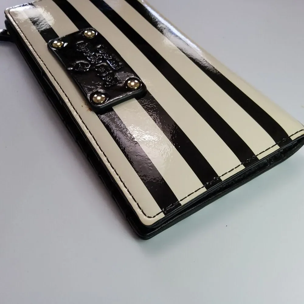 Kate Spade NY Striped Patent Bifold Snap Wallet